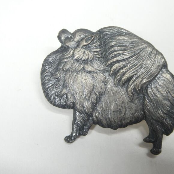 Pomeranian Dog Pin Vintage Silvertone Metal Kenart England Brooch - Picture 2 of 8